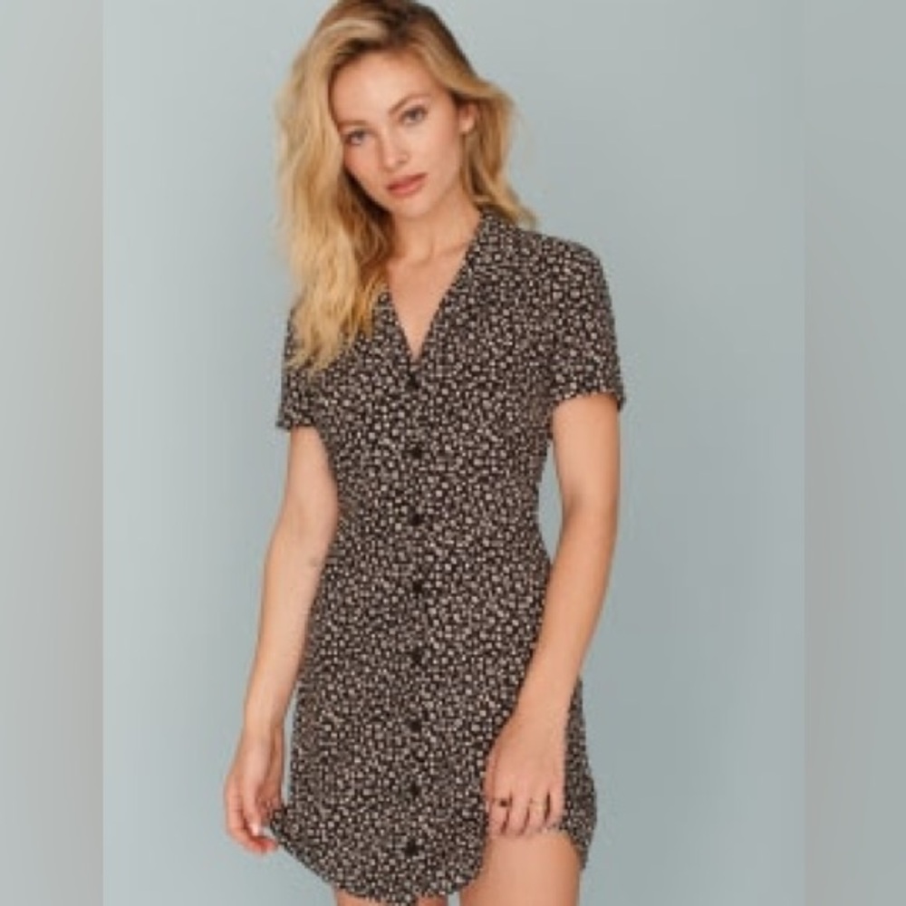 Reformation Shirt Dress Black and White Floral Hilde Dress